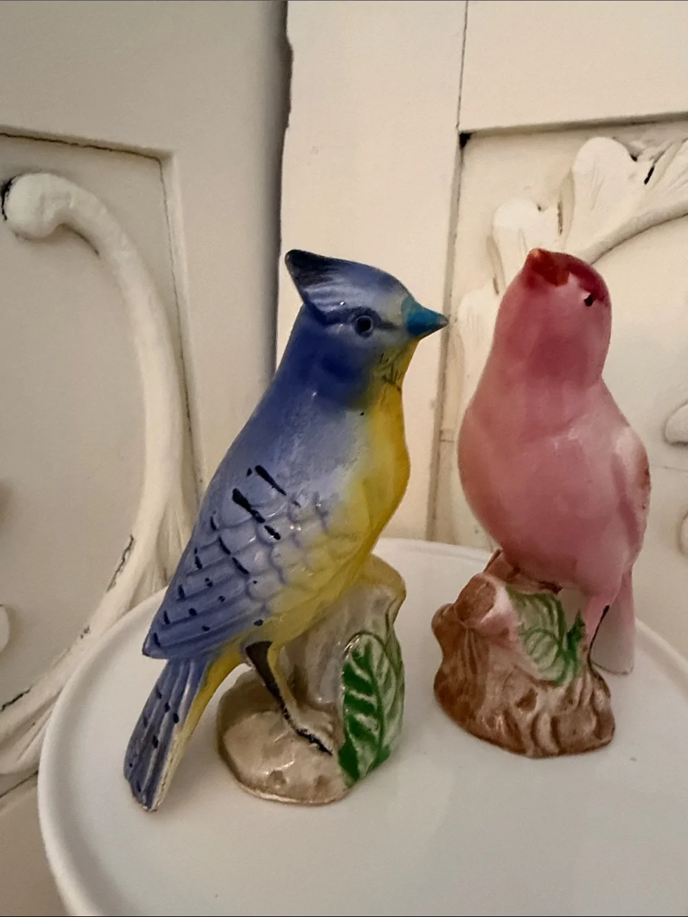 Blue & Yellow and Pink Decorative Ceramic Bird Figurines - Pets Bird
